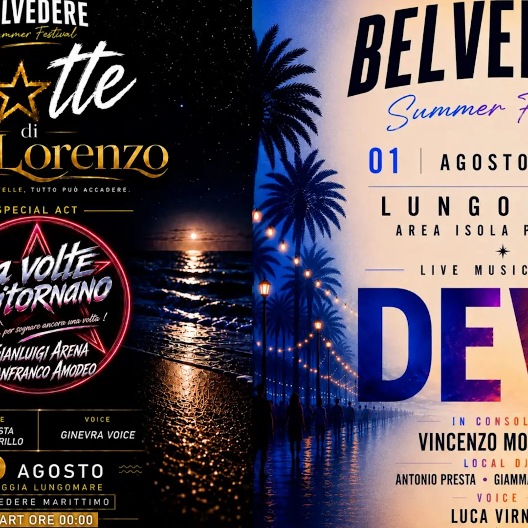 Belvedere Marittimo accende l'estate con il Summer Festival tra musica live, grandi DJ e la notte magica di San Lorenzo\n