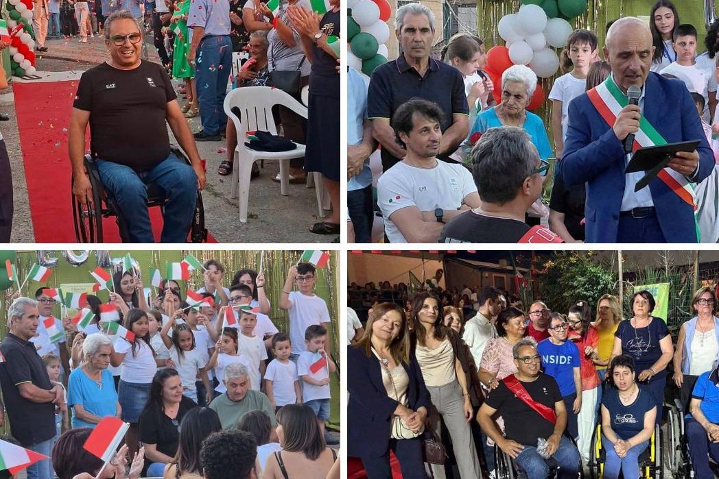 Egidio Marchese, atleta paralimpico, riceve l'abbraccio della comunità a Sorbo