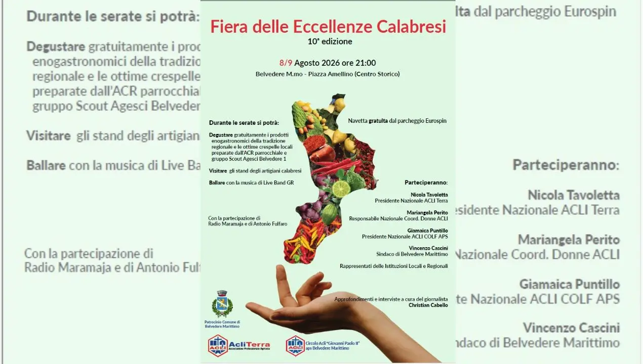 A Belvedere Marittimo torna la Fiera delle eccellenze calabrese: coinvolte più di trenta aziende\n