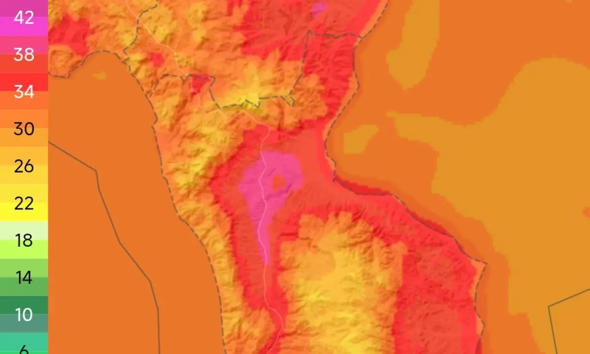 Picco dell'anticiclone africano in Calabria: temperature fino a quaranta gradi\n