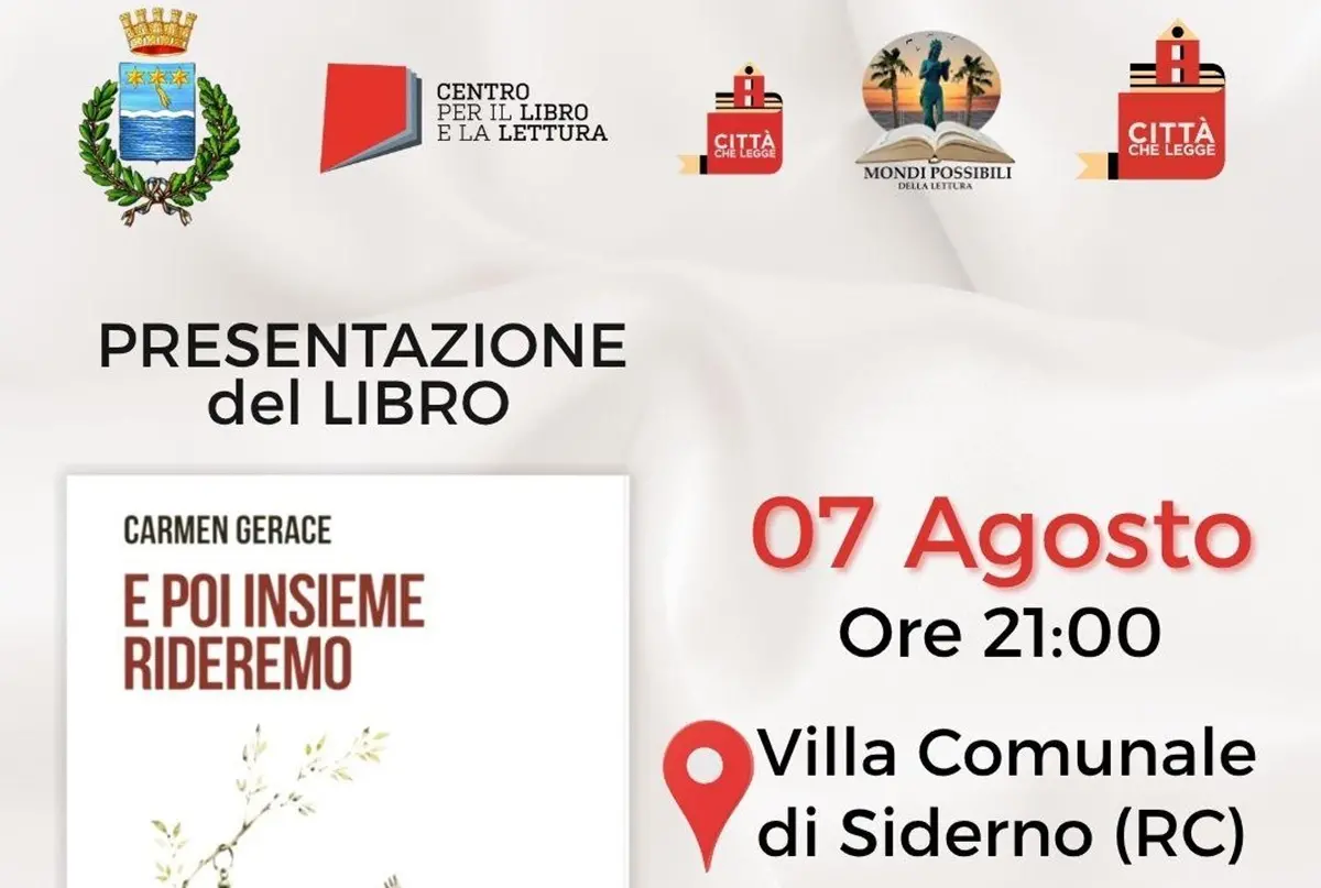 “E\u00A0poi insieme rideremo”,\u00A0a Siderno venerdì\u00A0la presentazione del romanzo di Carmen Gerace\n