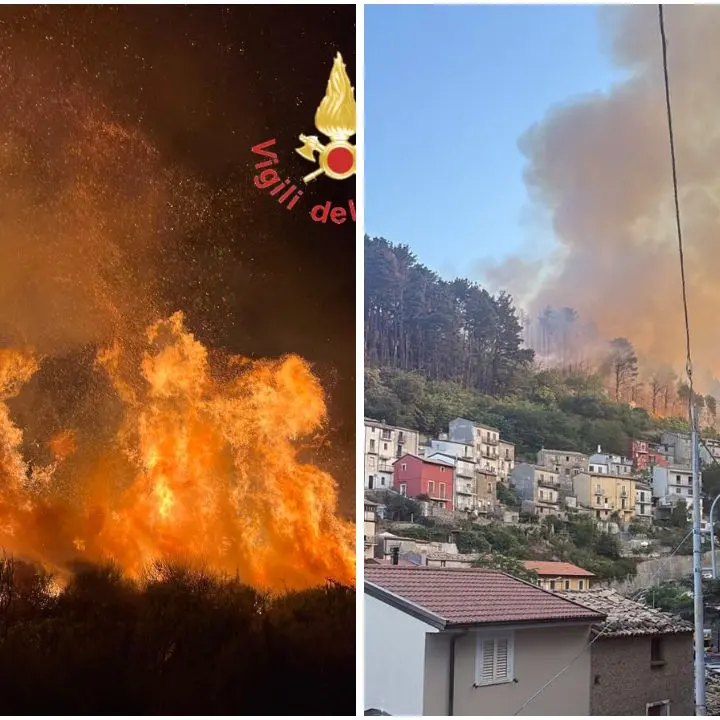 <p>Violento incendio nel Lametino, notte di paura a Gizzeria: cinque Canadair ancora in volo – VIDEO</p>