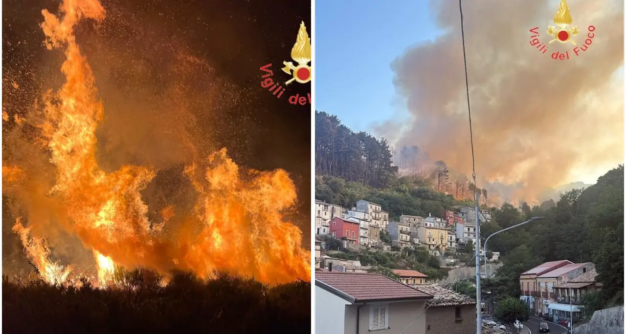 Violento incendio nel Lametino, notte di paura a Gizzeria: cinque Canadair ancora in volo\u00A0 –\u00A0VIDEO\u00A0\n