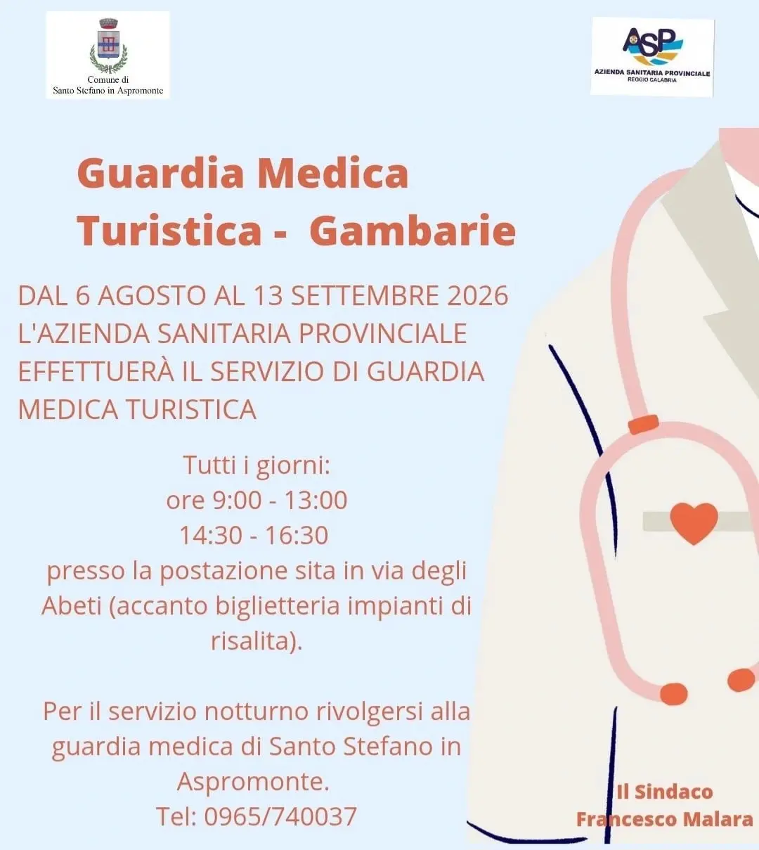 Gambarie, attiva la Guardia Medica Turistica fino al 13 settembre\n