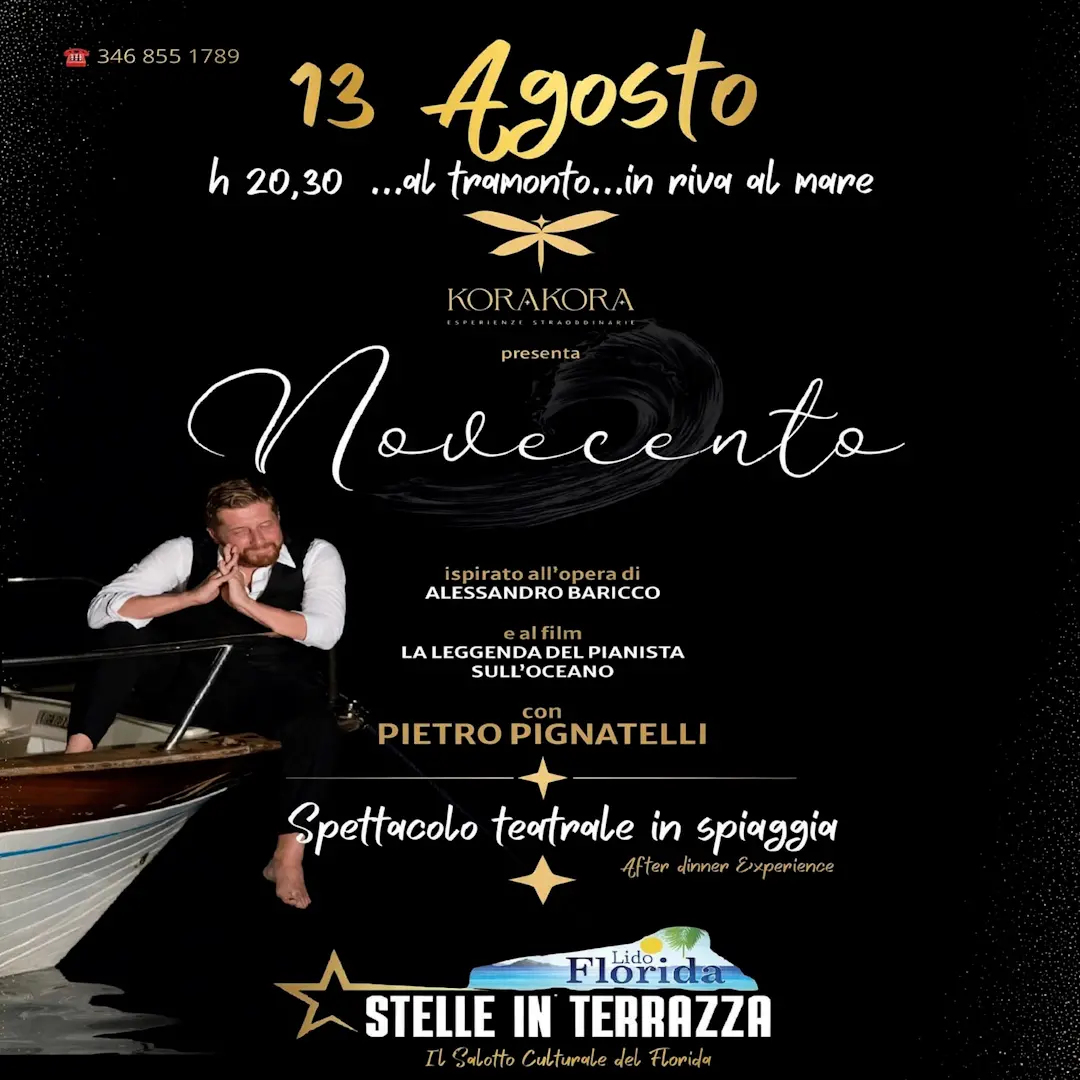 Praia a Mare, il Lido Florida ospita \"Novecento\", lo spettacolo\u00A0 teatrale\u00A0sulla spiaggia al tramonto\n