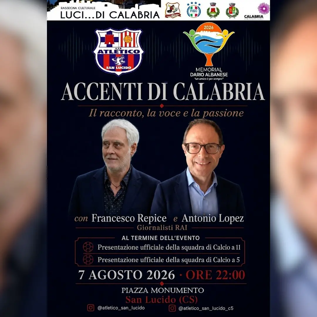 “Luci… di Calabria”, il 7 agosto a San Lucido arrivano Francesco Repice e Antonio Lopez\n
