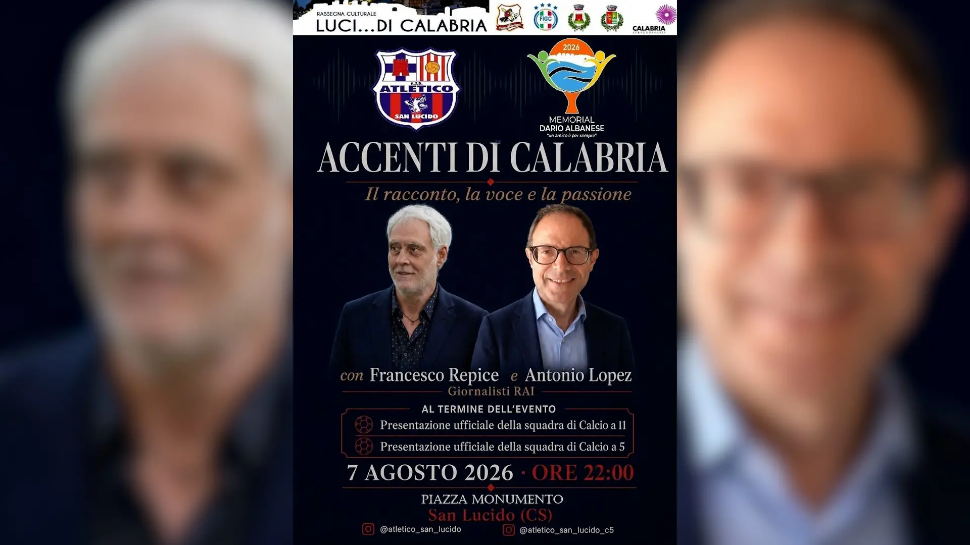 “Luci… di Calabria”, il 7 agosto a San Lucido arrivano Francesco Repice e Antonio Lopez\n