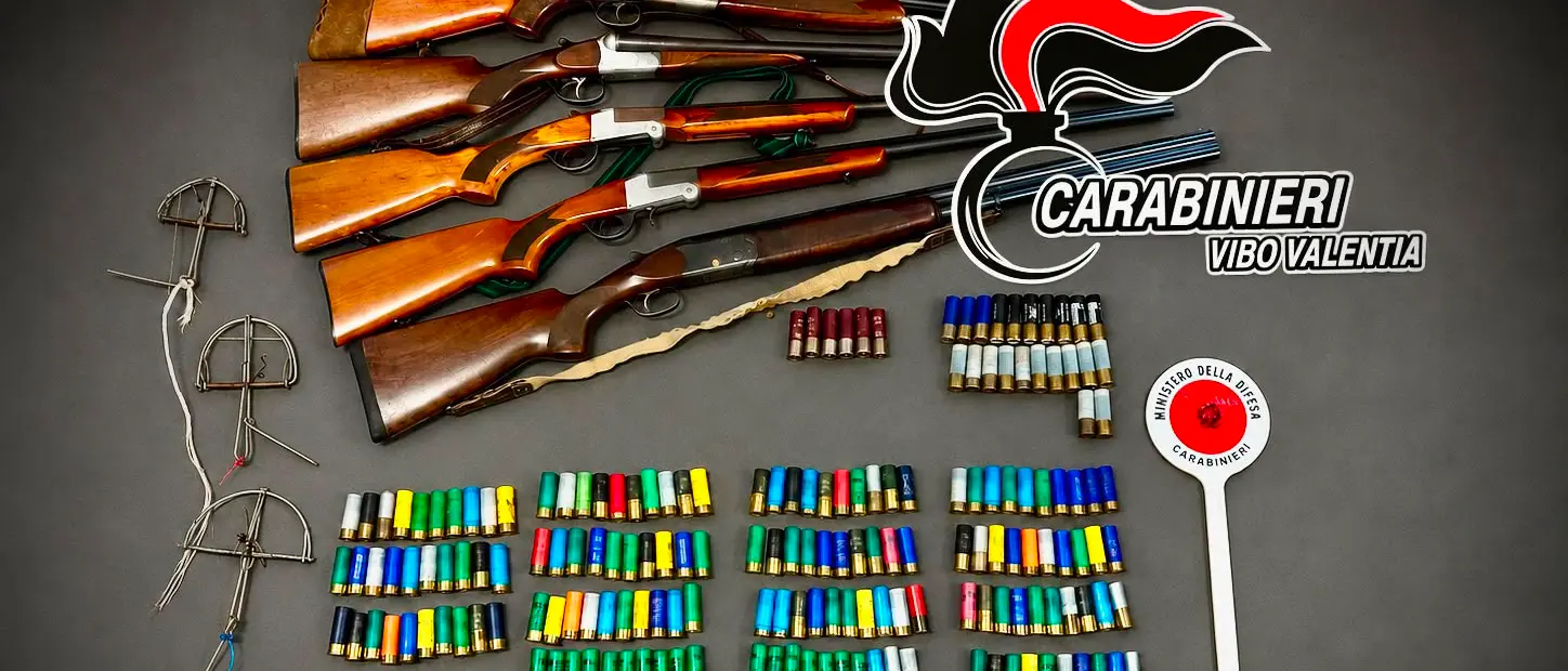Fabrizia, sorpreso a posizionare trappole per la cattura di fauna selvatica: i carabinieri gli ritirano 5 fucili e 233 munizioni\n