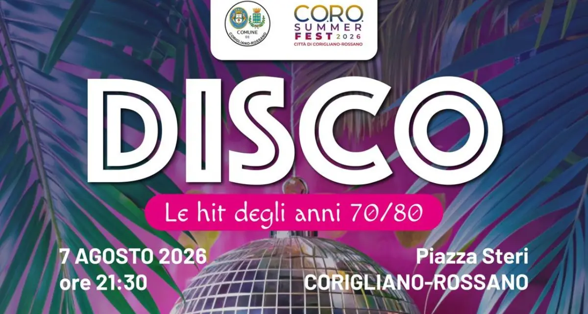 Corigliano-Rossano, Piazza Steri diventa una discoteca sinfonica con le hit anni ’70 e ’80\n