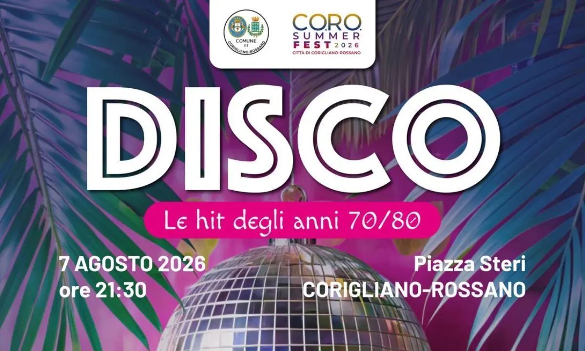 Corigliano-Rossano, Piazza Steri diventa una discoteca sinfonica con le hit anni ’70 e ’80\n