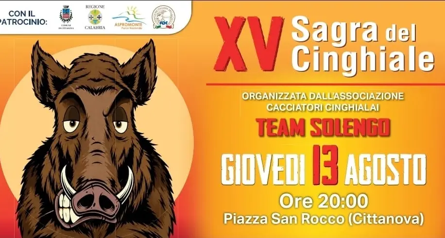 Cittanova, torna la Sagra del Cinghiale: appuntamento il 13 agosto\n