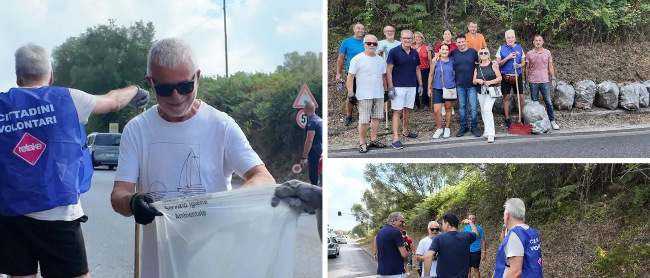 Amministratori comunali, cittadini e associazioni ripuliscono la Statale 18: rifiuti e sterpaglie rimossi da uno degli ingressi di Vibo\n