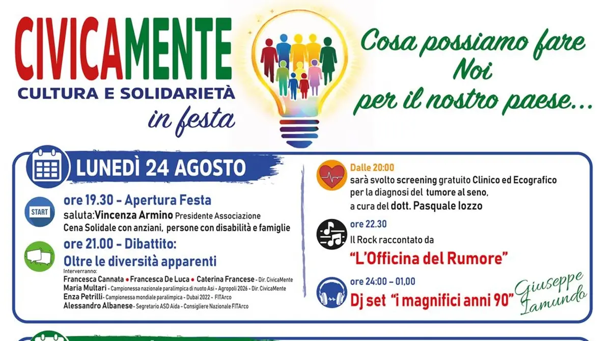 A Polistena tutto pronto per\u00A0CivicaMente, Cultura e Solidarietà in festa\n