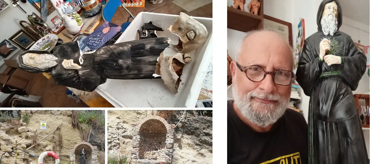 Pizzo, statua di San Francesco strappata dalla nicchia alla Seggiola e ridotta in pezzi. Montesanti la restaura in due giorni e la restituisce alla comunità\n