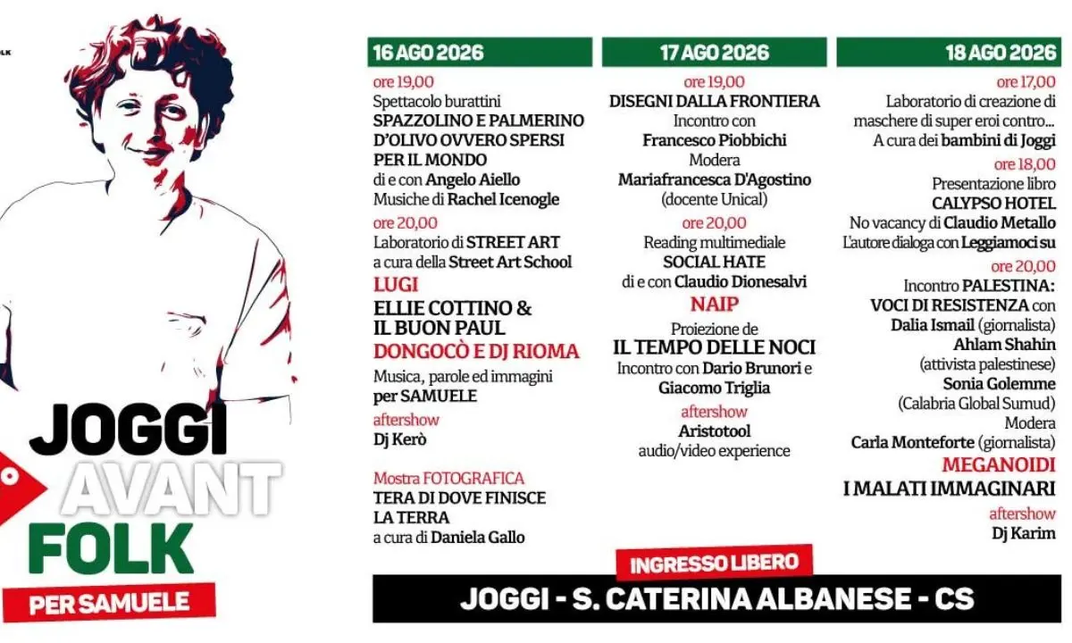 Joggi Avant Folk, tre giorni di musica e memoria nel segno di Samuele\n