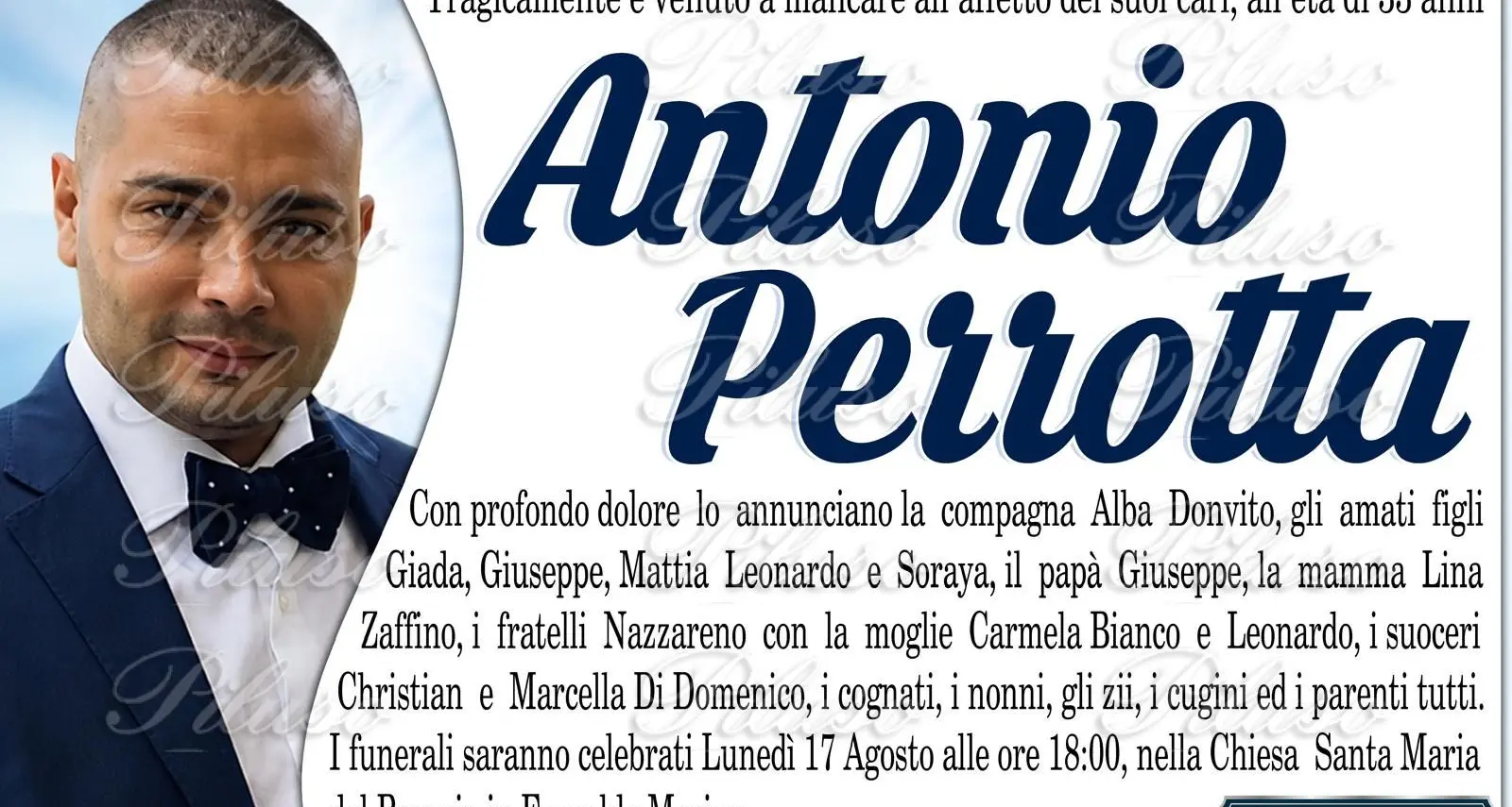 Antonio Perrotta, domani a Fuscaldo i funerali del 33enne\u00A0morto dopo il pestaggio a Sangineto\n