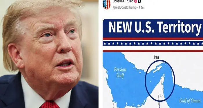 Iran-Usa, il nuovo messaggio di Trump: «Hormuz è un nuovo territorio americano». Teheran:\u00A0«Solo illusioni»\n