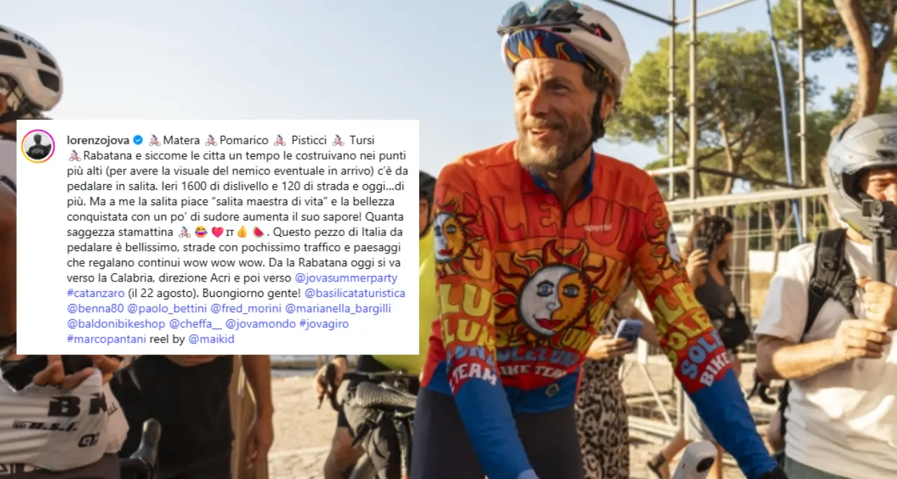 <p>Jovanotti riparte in bici dalla Basilicata, direzione Calabria: <span style=\"color:hsl(0, 75%, 60%);\">tappa ad Acri</span> verso Catanzaro</p>