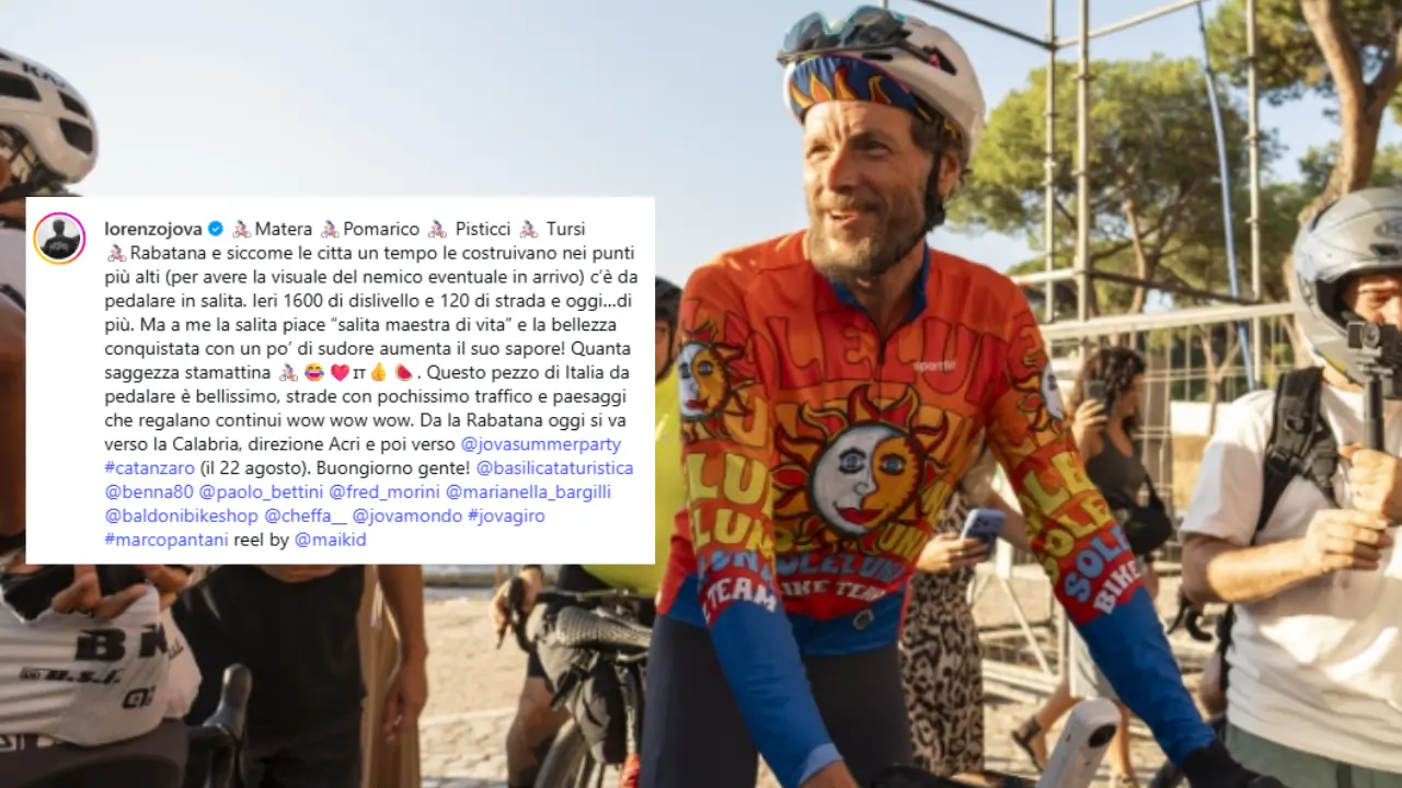 Jovanotti riparte in bici dalla Basilicata, direzione Calabria: tappa ad Acri verso Catanzaro\n