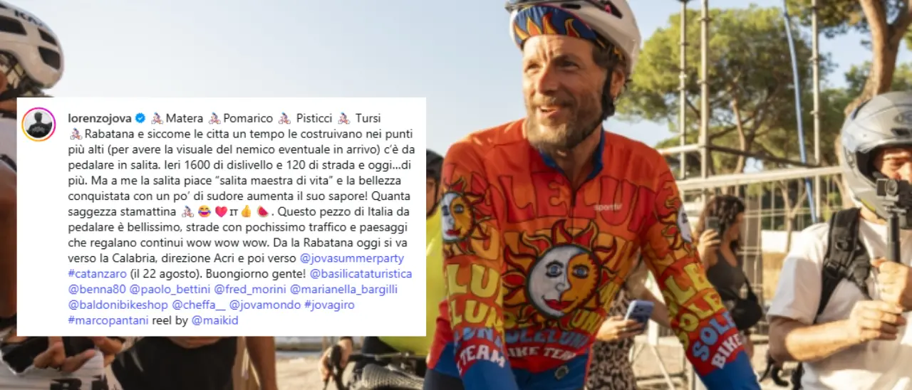 Jovanotti riparte in bici dalla Basilicata, direzione Calabria: tappa ad Acri verso Catanzaro\n