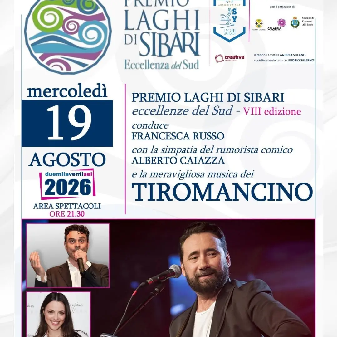 Premio Laghi di Sibari, stasera la consegna dei riconoscimenti: sul palco i Tiromancino\n