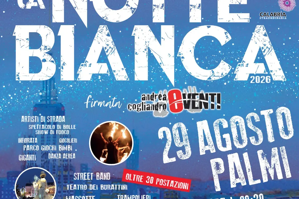 Palmi accende la sua notte più lunga, dieci anni di musica e spettacoli nel cuore della città: oltre 30 eventi per la Notte Bianca