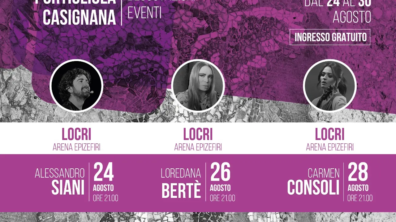 Luce sui Parchi accende la Locride, da Alessandro Siani a Loredana Bertè e Carmen Consoli: sei grandi eventi tra storia e mare\n