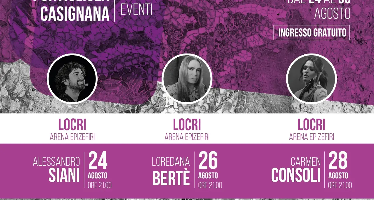 Luce sui Parchi accende la Locride, da Alessandro Siani a Loredana Bertè e Carmen Consoli: sei grandi eventi tra storia e mare\n