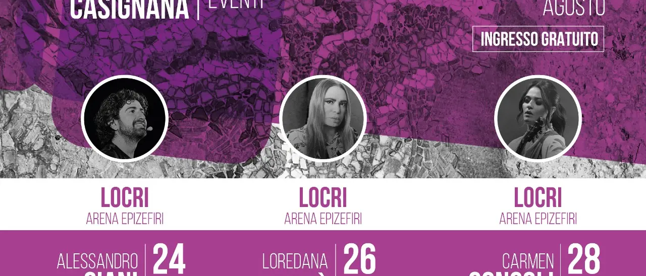 Luce sui Parchi accende la Locride, da Alessandro Siani a Loredana Bertè e Carmen Consoli: sei grandi eventi tra storia e mare\n