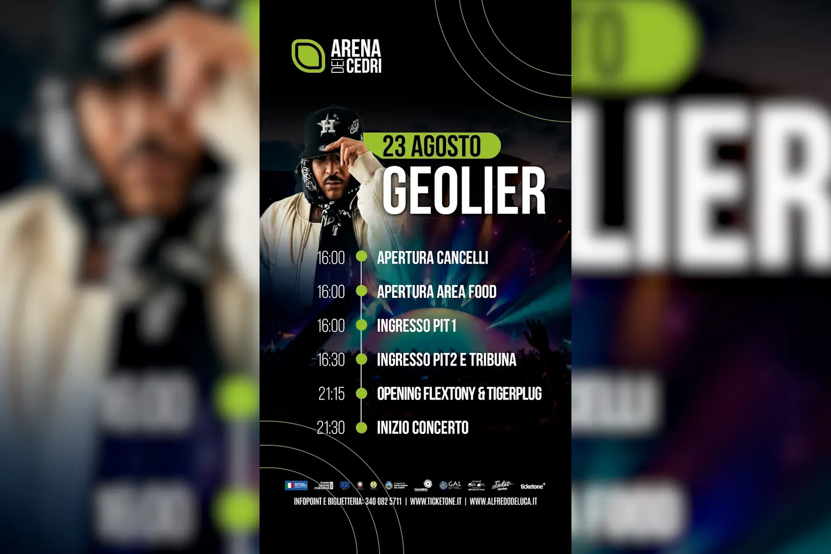 Arena dei Cedri, il 23 agosto arriva il concerto\u00A0di Geolier: tutte le informazioni su accessi, orari e parcheggi\n