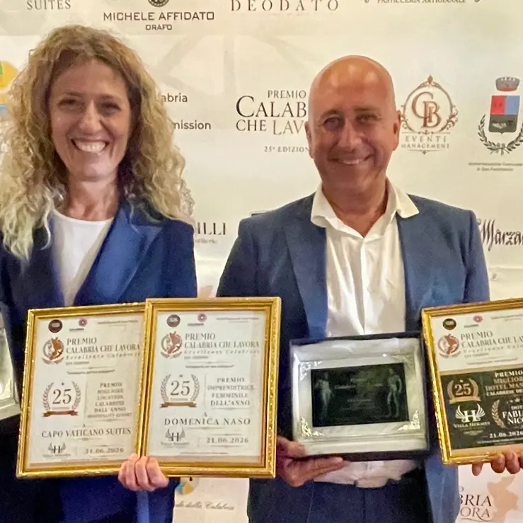 “Calabria che lavora”, a San Ferdinando premiati\u00A0l’hotel manager Nicola Fabiano e l’imprenditrice turistica Domenica Naso\n