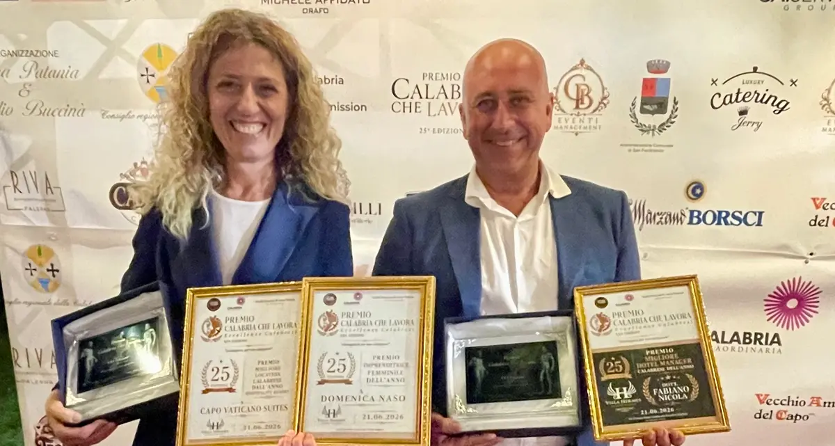 “Calabria che lavora”, a San Ferdinando premiati\u00A0l’hotel manager Nicola Fabiano e l’imprenditrice turistica Domenica Naso\n