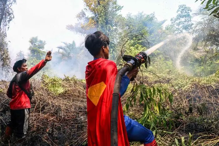 Superman contro gli incendi del Borneo: il 17enne Rudiyansah conquista i social\n