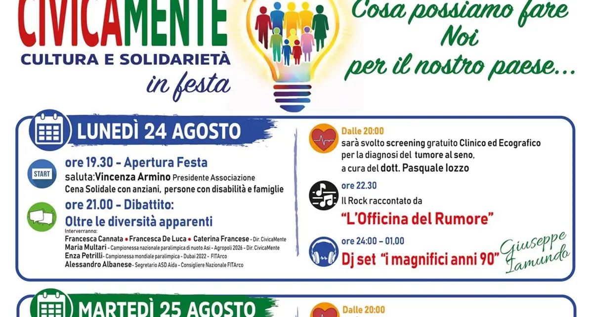 “Cosa possiamo fare noi per il nostro paese?”, da stasera a\u00A0Polistena al via la tre giorni di CivicaMente\n