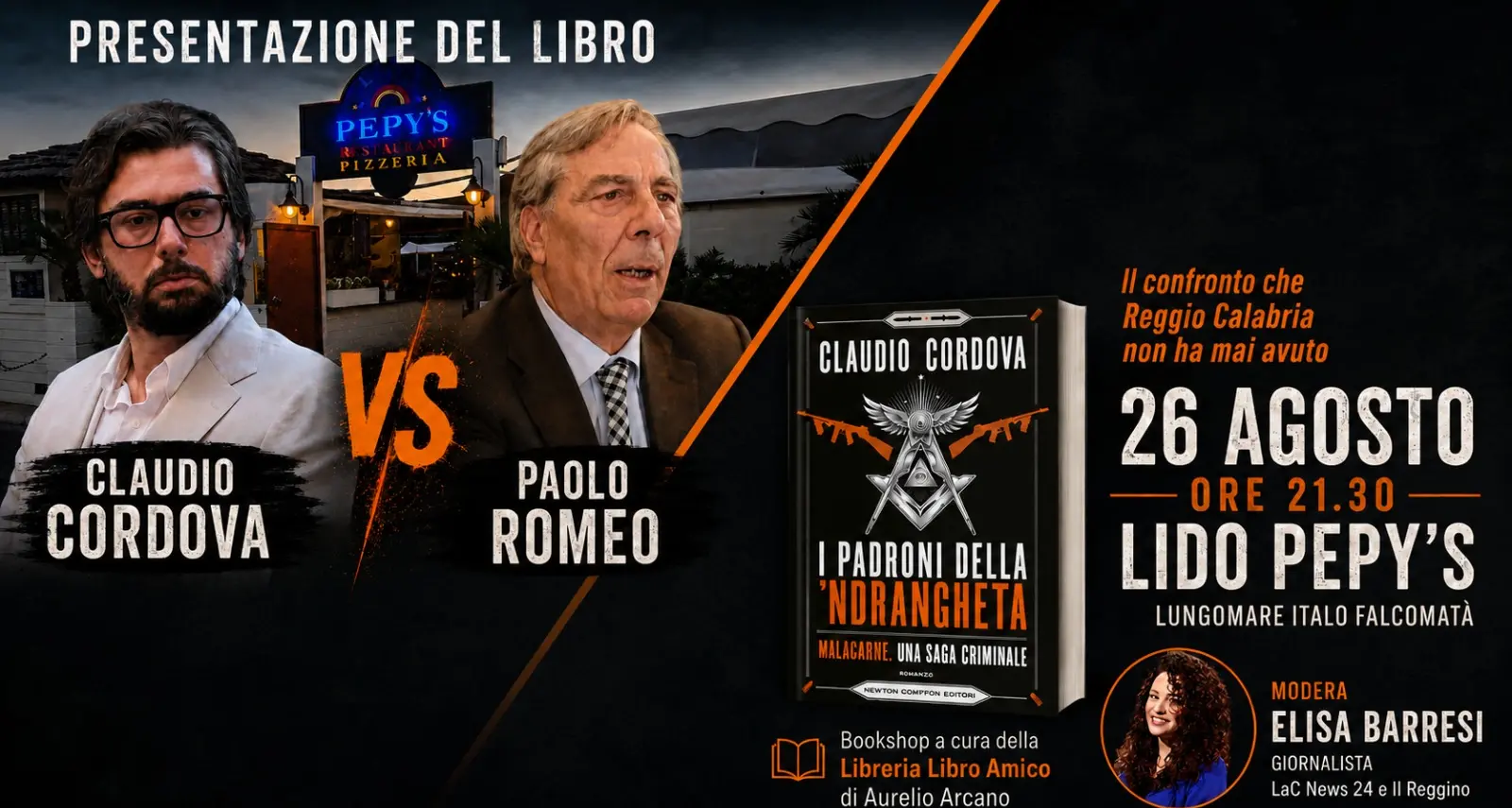 Il confronto che Reggio non ha mai avuto:\u00A0Claudio Cordova e Paolo Romeo il 26 agosto sui temi di “I padroni della ‘ndrangheta”\n