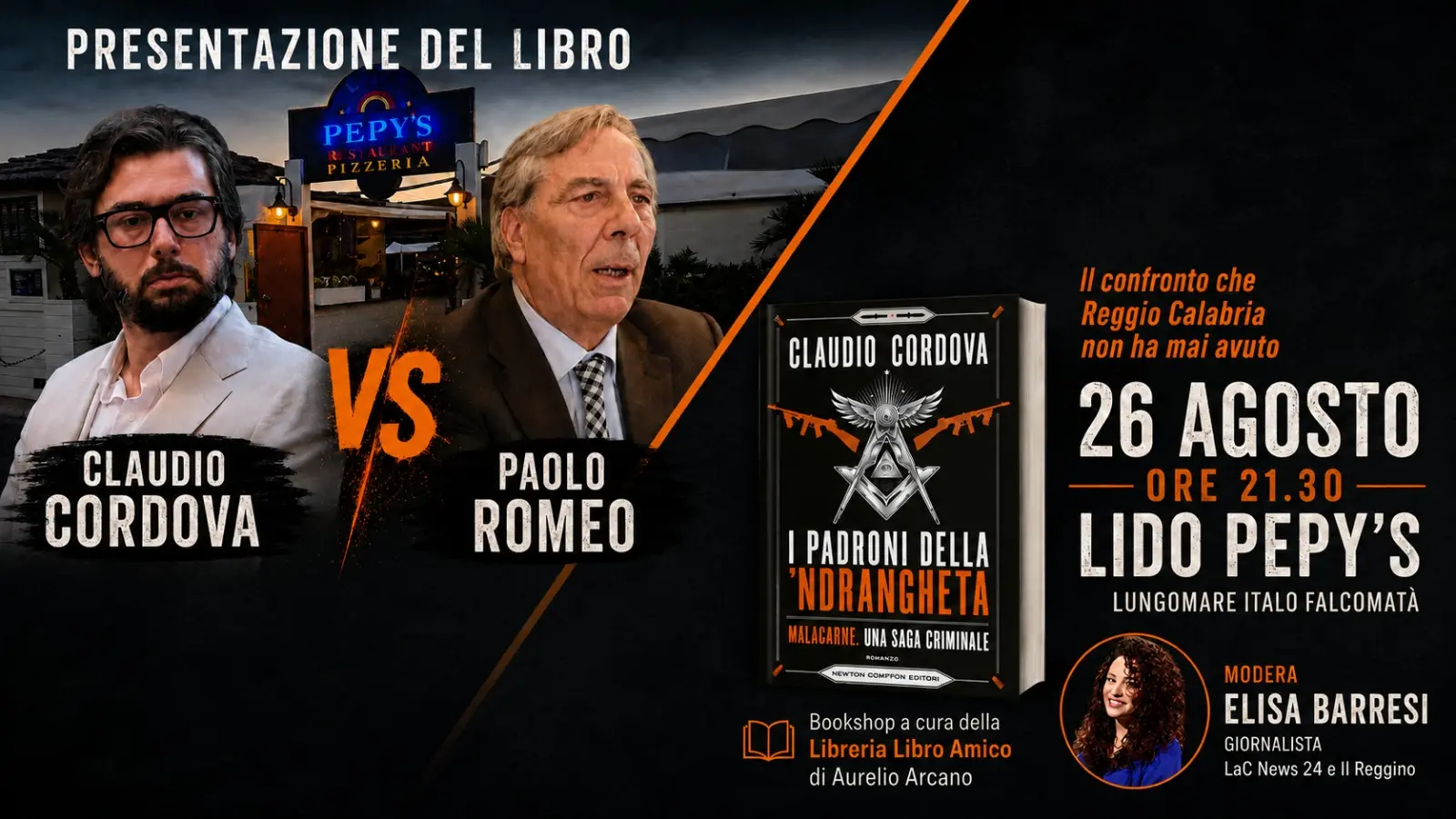 Il confronto che Reggio non ha mai avuto:\u00A0Claudio Cordova e Paolo Romeo il 26 agosto sui temi di “I padroni della ‘ndrangheta”\n