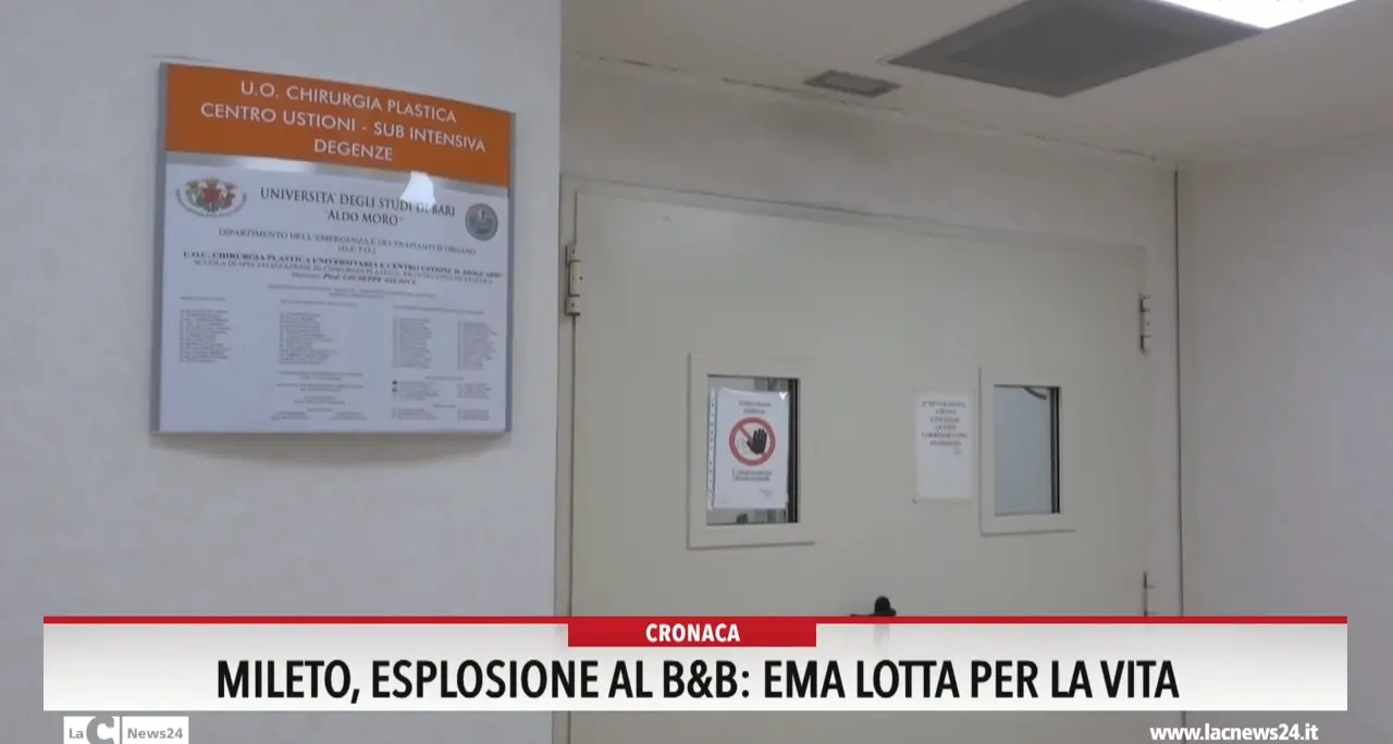 Mileto, esplosione al B&B: Ema lotta per la vita