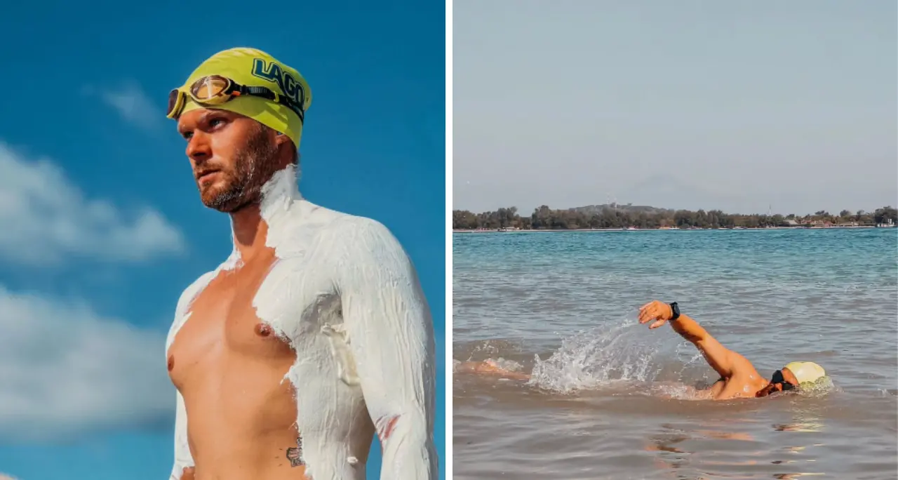 Da Capo Vaticano ad Acquafredda (Campania), l’atleta Matthieu Bonne tenta il record mondiale: 161 chilometri a nuoto senza fermarsi\n