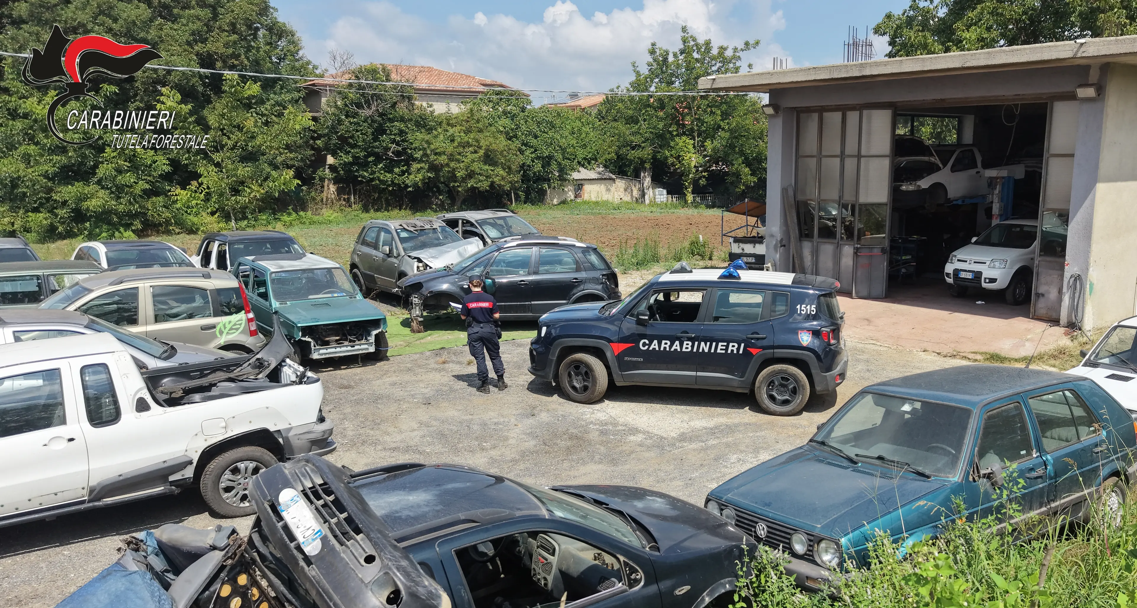 Dinami, scoperta officina abusiva in un’area di 1.200 metri quadrati: 33 auto fuori uso e 19 targhe, scatta il sequestro\n