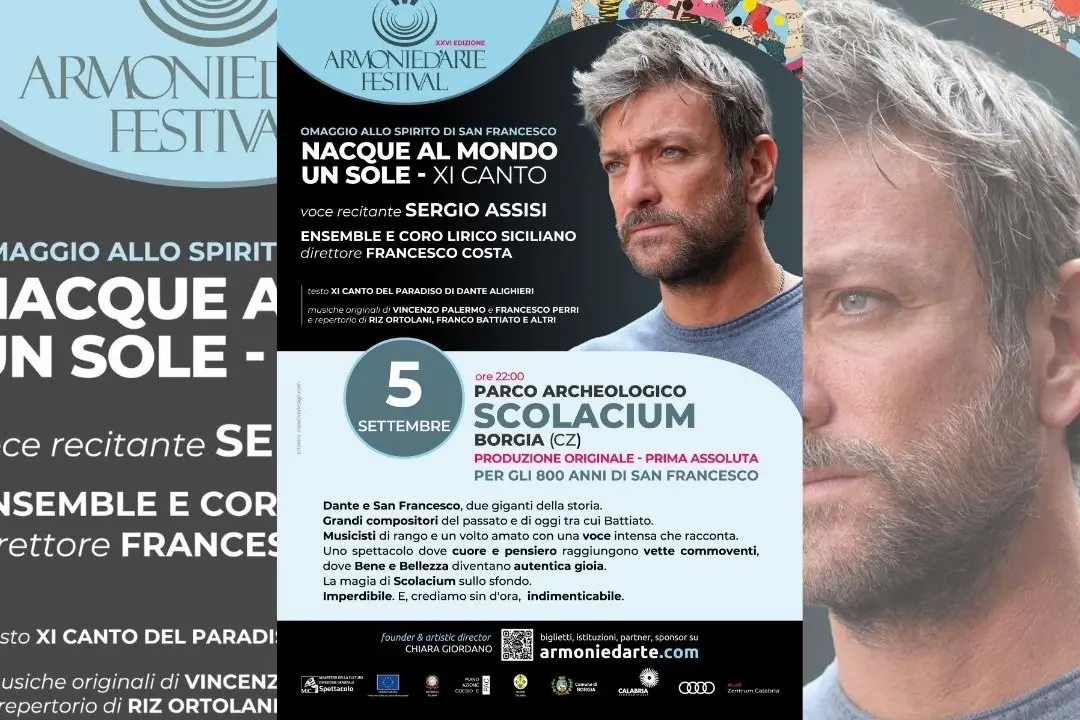 Il parco archeologico Scolacium celebra San Francesco: ad Armonie d’Arte Festival “Nacque al mondo un sole” con Sergio Assisi