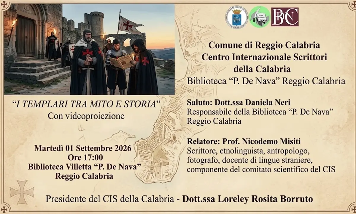 I Templari tra mito e storia, domani l’incontro nella biblioteca De Nava di Reggio\n