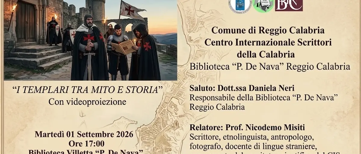 I Templari tra mito e storia, domani l’incontro nella biblioteca De Nava di Reggio\n