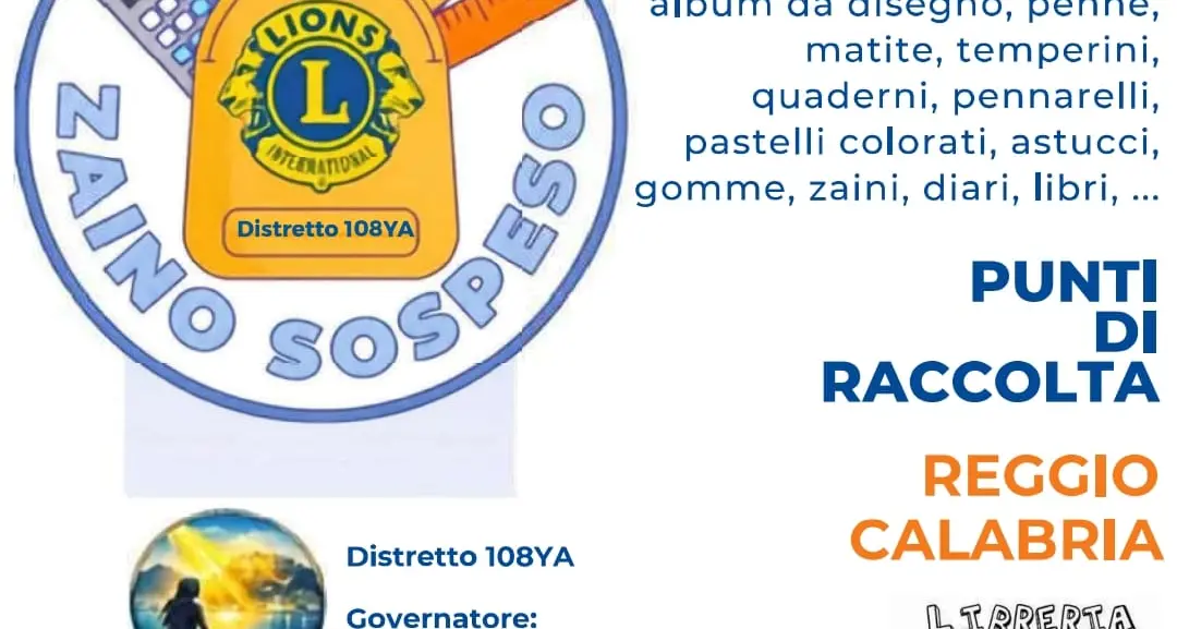 “Zaino Sospeso”, l’iniziativa del\u00A0Lions Reggio Calabria Host\u00A0contro la povertà educativa\n