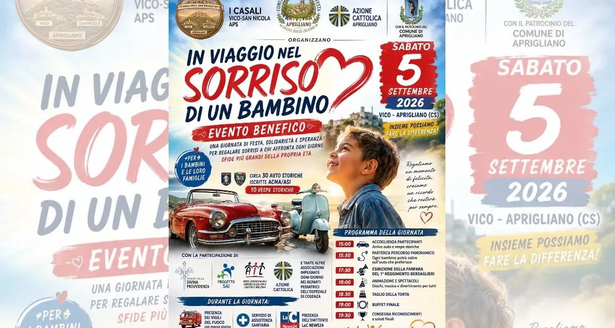 Aprigliano, auto storiche e solidarietà per regalare un sorriso ai bambini in cura\n