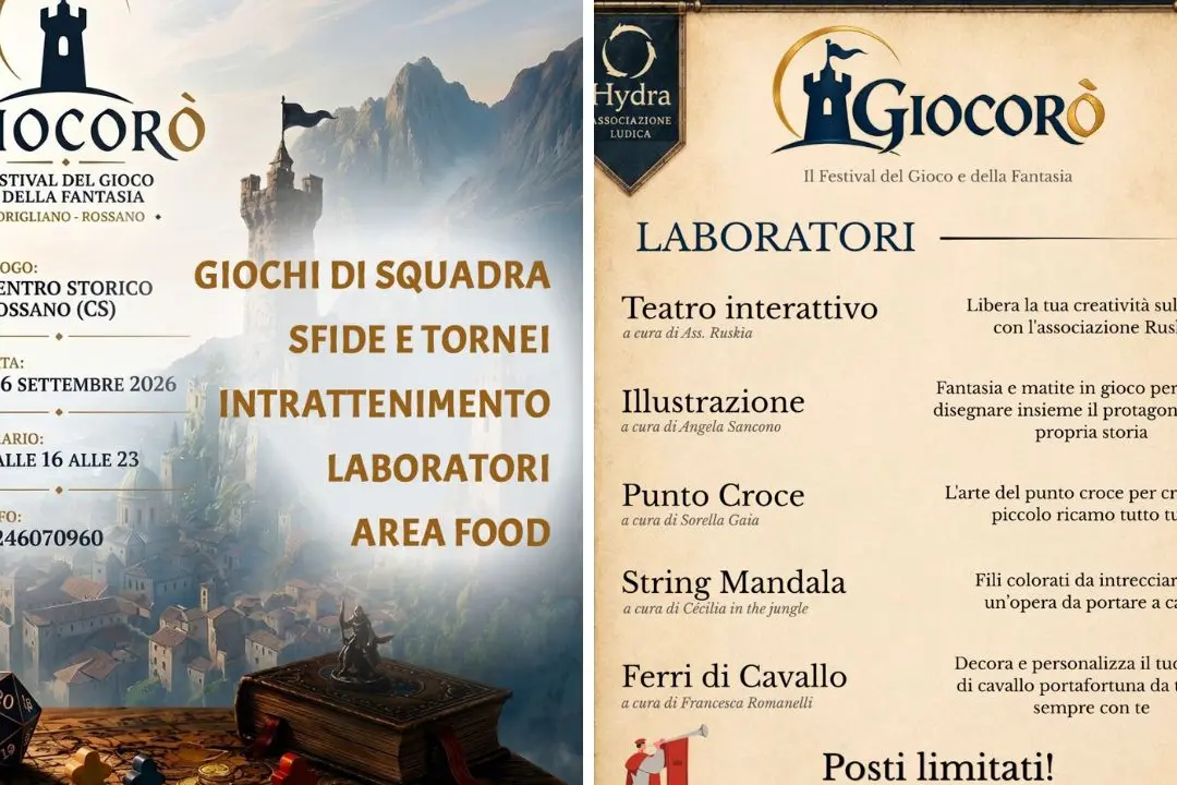 A Rossano tutto pronto per Giocorò, Festival del Gioco e della Fantasia: calcio balilla umano, Lego e rievocazioni\n