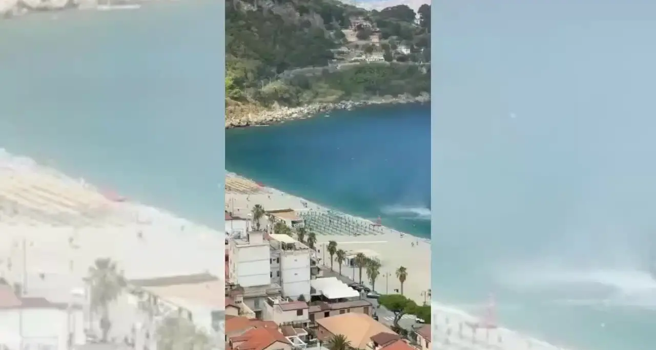 Tromba marina a Scilla, paura tra i bagnanti