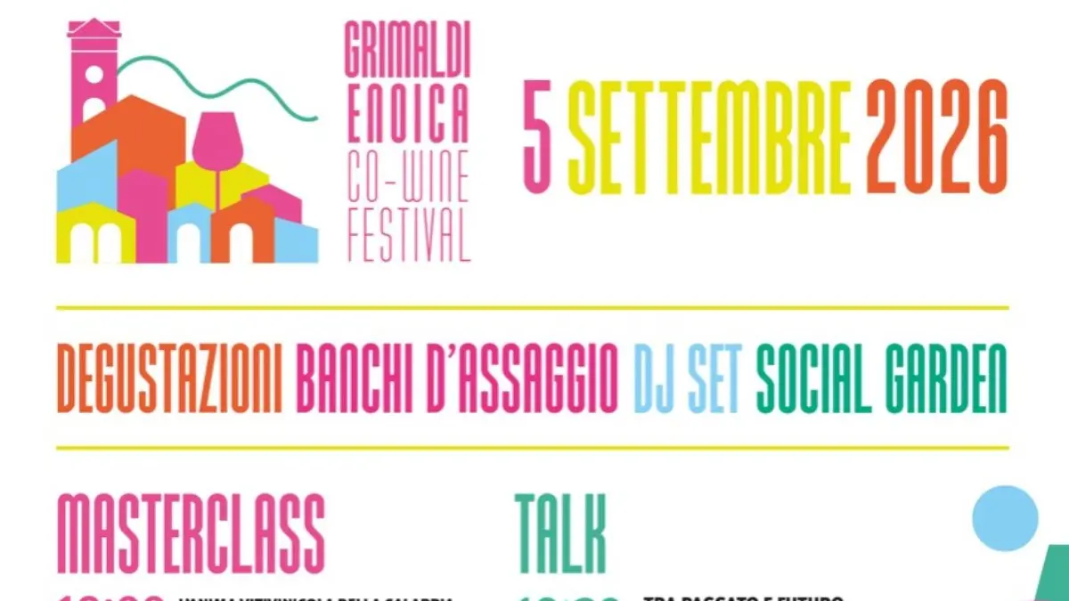 <p>Programma Grimaldi Enoica 2026:&nbsp;degustazioni nel centro storico dedicato ai vini calabresi</p>\\n