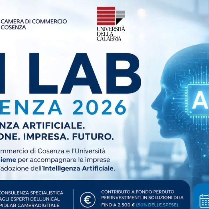 AI LAB Cosenza 2026, servizi e contributi fino a 7.500 euro per impresa\n