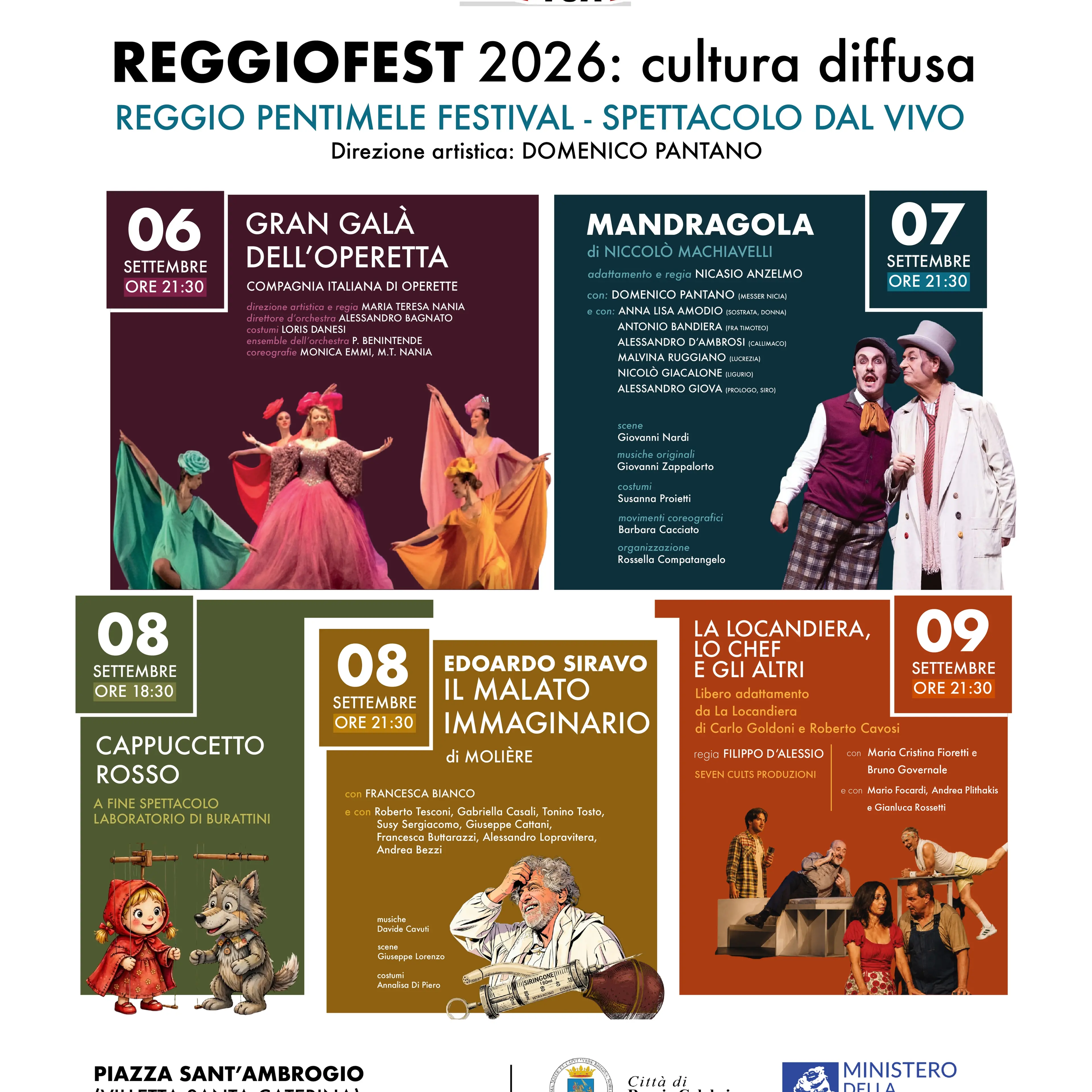 Reggio\u00A0si immerge nella magia del teatro: quattro giorni di spettacoli gratuiti tra grandi classici, operetta e burattini a Pentimele\n