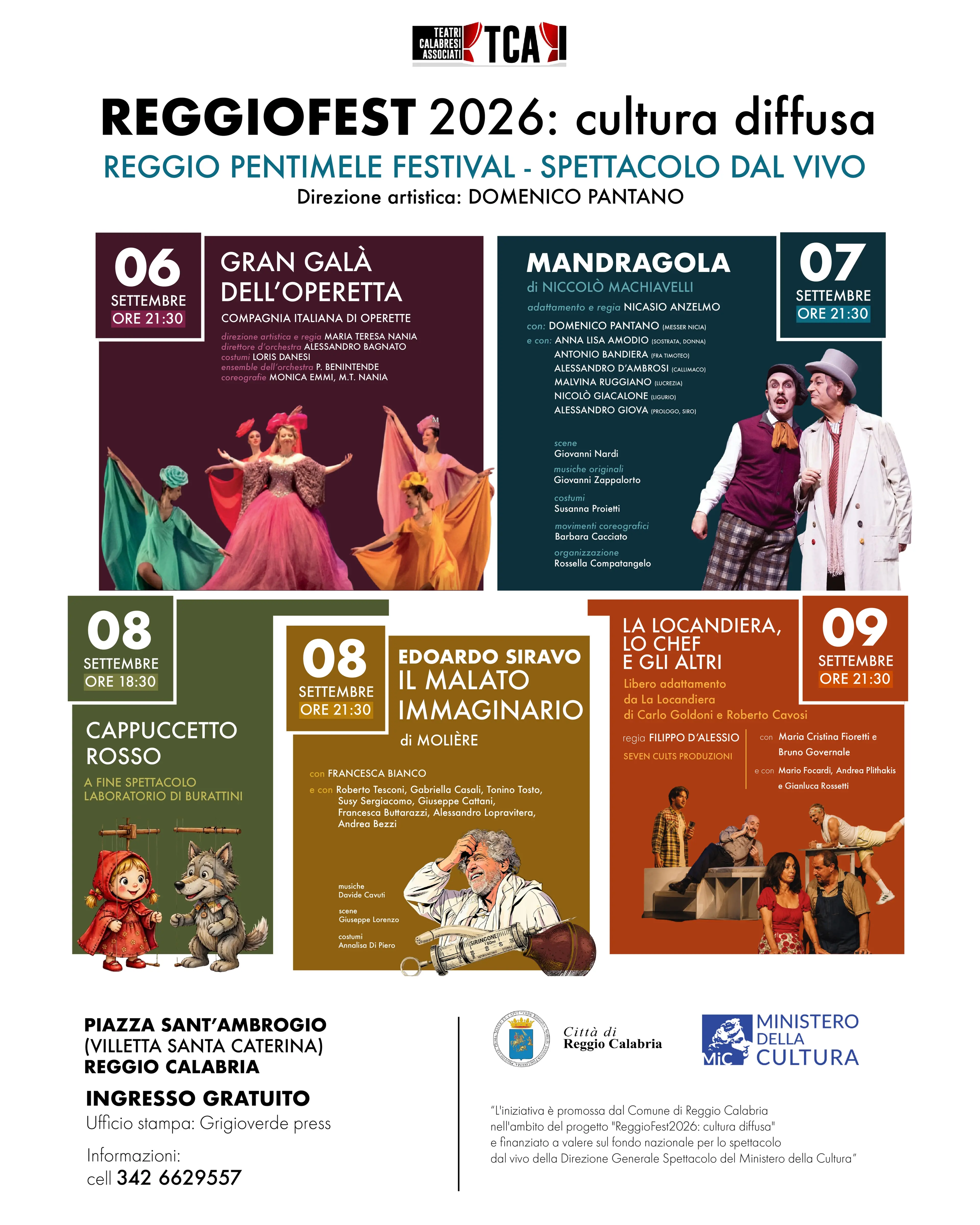 Reggio\u00A0si immerge nella magia del teatro: quattro giorni di spettacoli gratuiti tra grandi classici, operetta e burattini a Pentimele\n